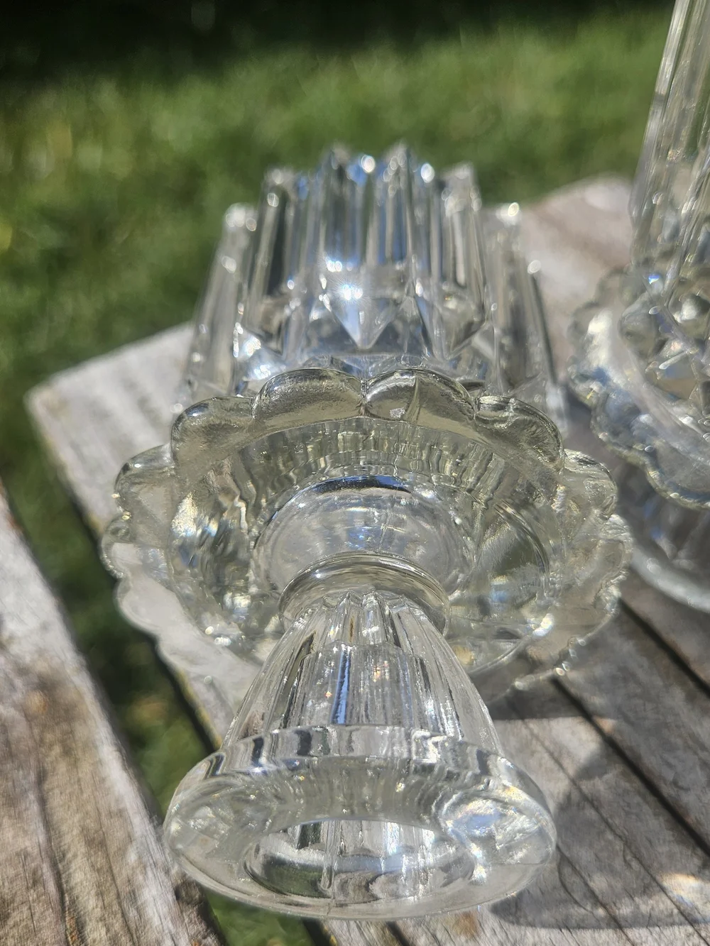 Clear Glass Pedestal Votive Holders - Pair